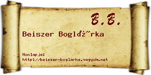 Beiszer Boglárka névjegykártya